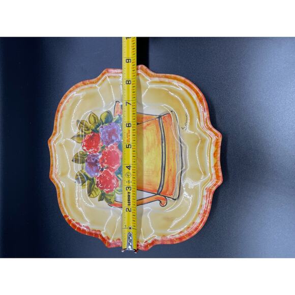 Vintage Italica ARS Pottery Set of 2 Salad Plates Hand Painted Flowers Italy - Picture 5 of 6